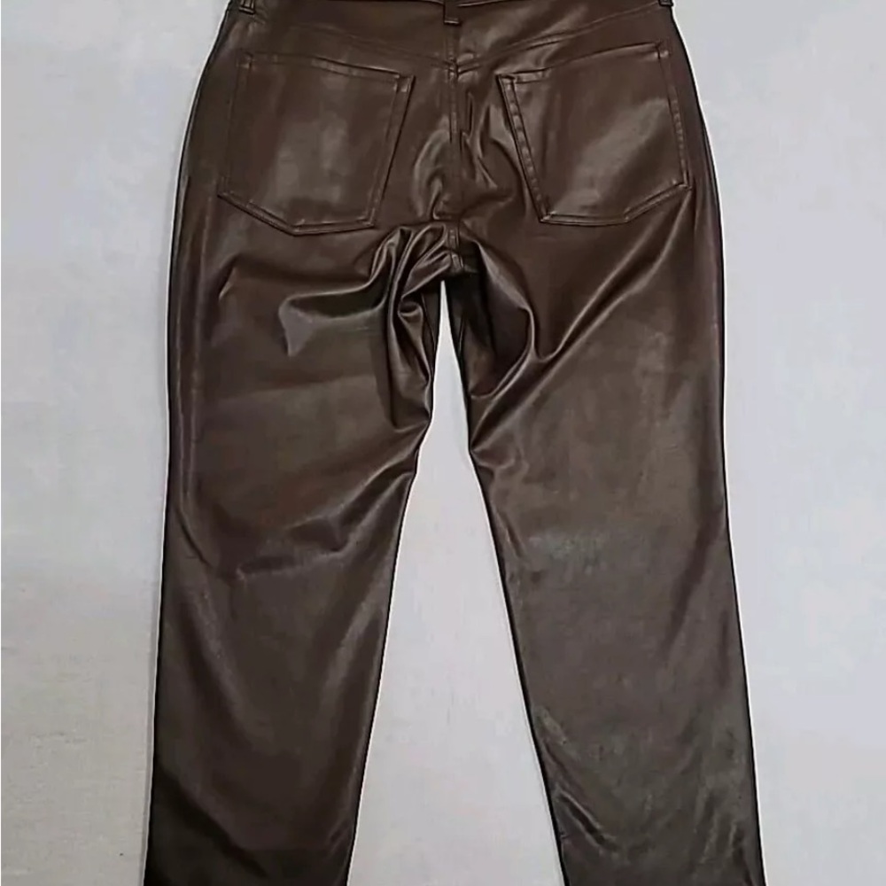 Old Navy Straight-Leg Faux Leather Pants in Dark Brown